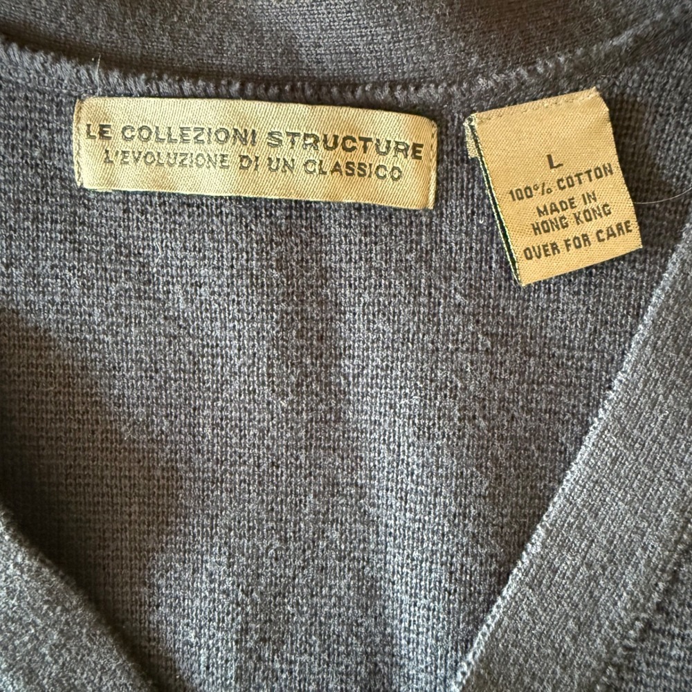 Le Collezioni Structure Mens Navy Blue 100% Cotton Button Front Sweater Vest L - Picture 4 of 4